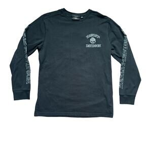 Harley Davidson Men's Willie G Skull Long Sleeve Tshirt L Black Raised Logo